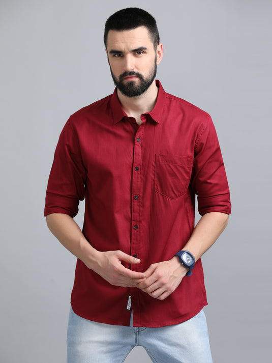 Maroon Twill Solid-Stain Proof Shirt