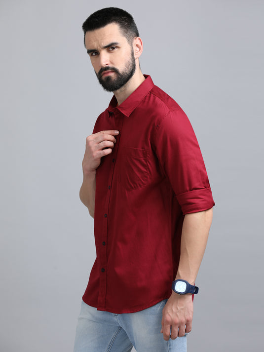 Maroon Twill Solid-Stain Proof Shirt