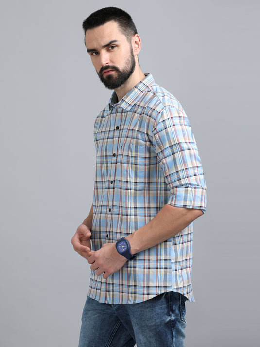 Light Blue Oxford Checks-Stain Proof Shirt