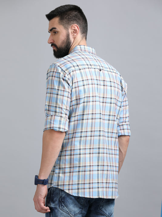 Light Blue Oxford Checks-Stain Proof Shirt