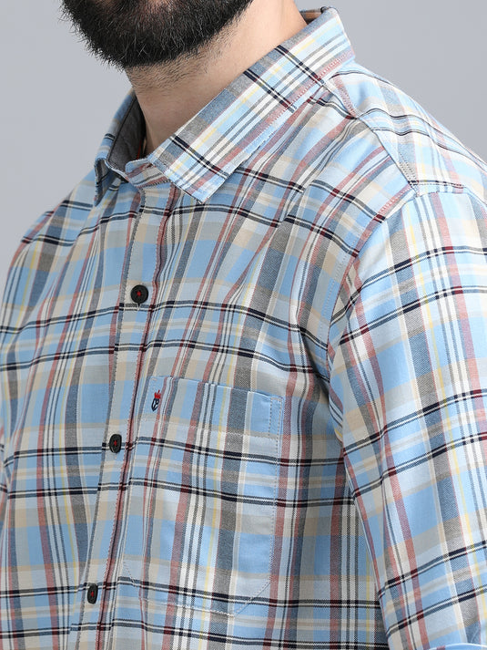 Light Blue Oxford Checks-Stain Proof Shirt