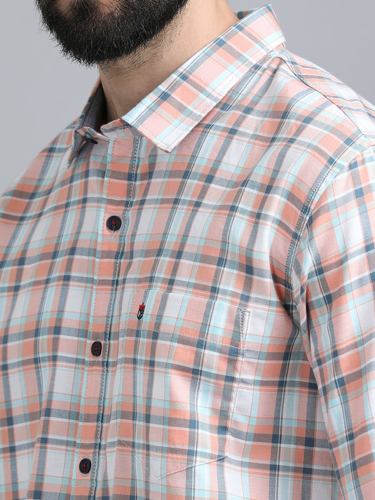 Orange and Gray Checks-Stain Proof Shirt