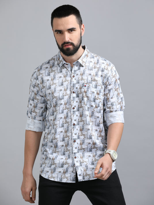 Light Blue with Dark Grey Print-Stain Proof Shirt