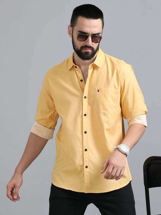 Mustard Yellow Melange-Stain Proof Shirt