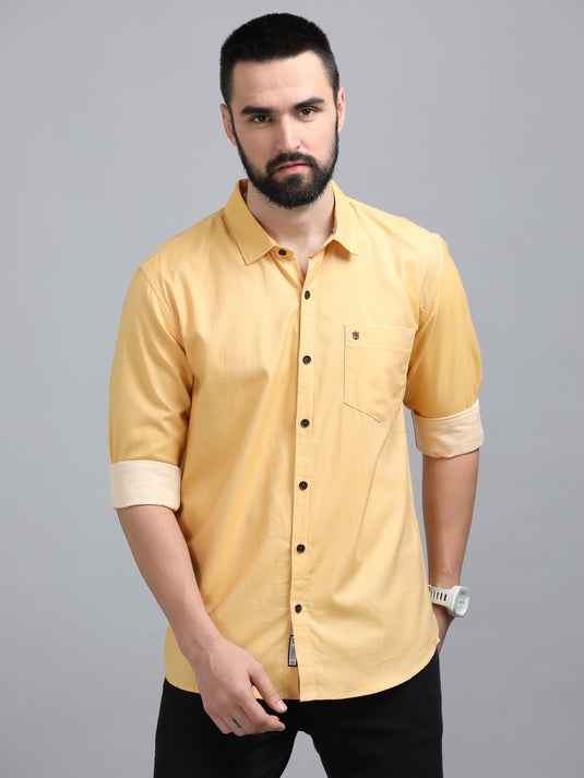 Mustard Yellow Melange-Stain Proof Shirt