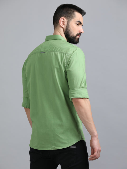 Cotton Linen Pista-StainProof Shirt