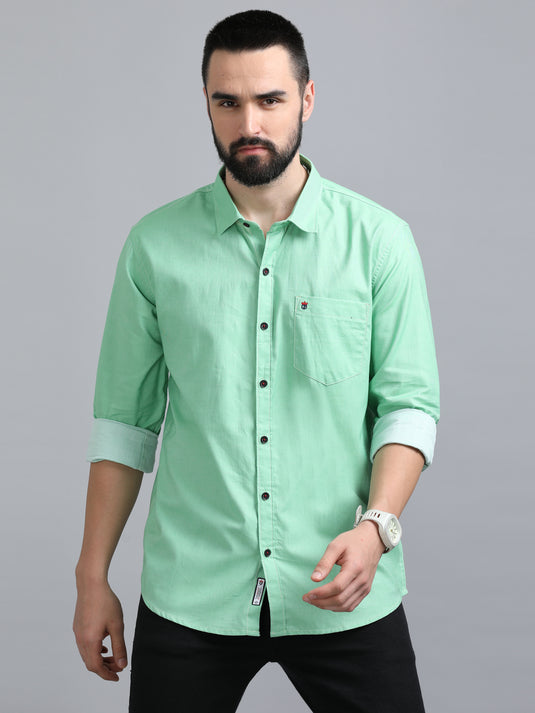 Light Green Melange-Stain Proof Shirt