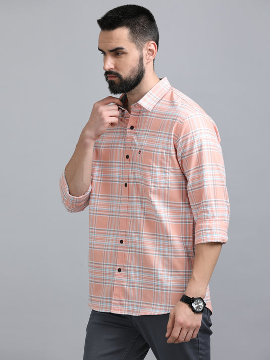 Oxford Orange Box Checks-Stain Proof Shirt