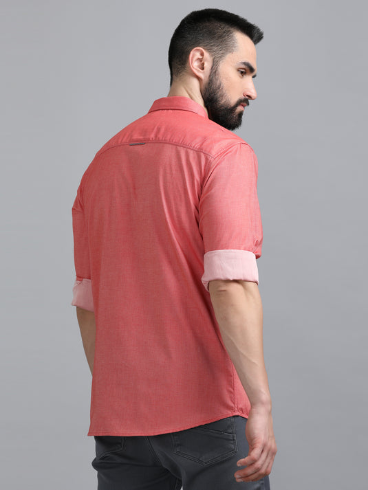 Coral Red Melange-Stain Proof Shirt