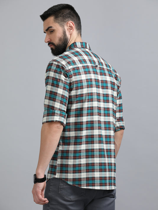 Premium Oxford Peacock green & Maroon Checks-Stain Proof Shirt