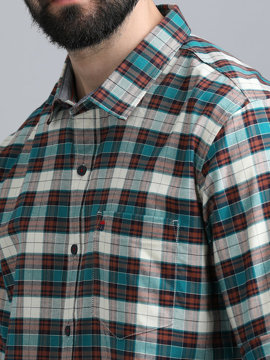 Premium Oxford Peacock green & Maroon Checks-Stain Proof Shirt