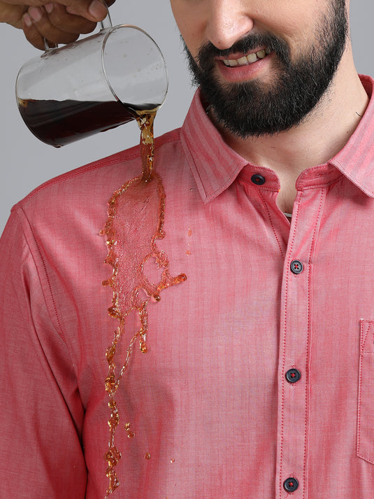 Coral Red Melange-Stain Proof Shirt