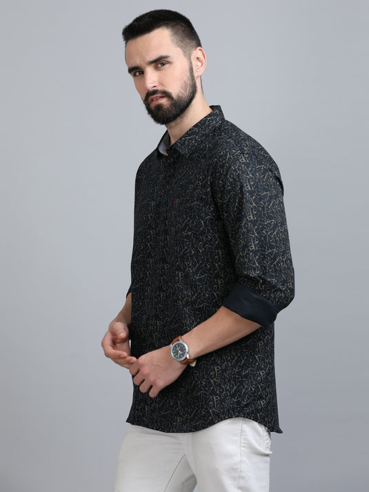 Black & Gold Oxford Print-Stain Proof Shirt