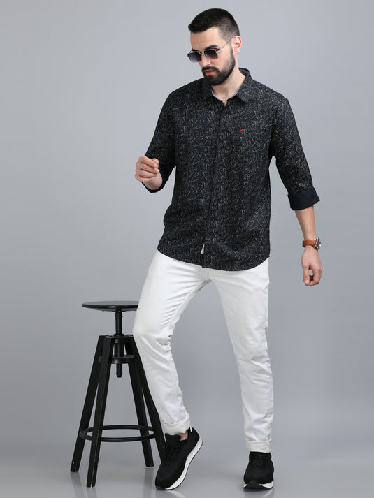 Black & Gold Oxford Print-Stain Proof Shirt