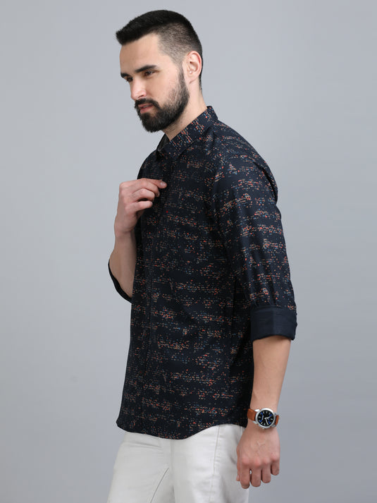 Oxford Navy Multi Print-Stain Proof Shirt