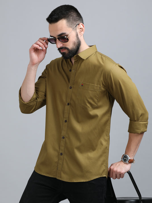 Premium Dark Khaki Solid-Stain Proof Shirt
