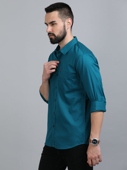 Peacock Green Twill Solid-Stain Proof Shirt