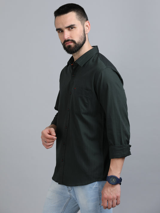 Military Green Self Stripes-Stain Proof Shirt