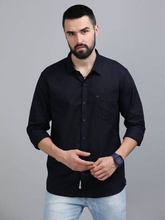 Navy Twill Solid-Stain Proof Shirt