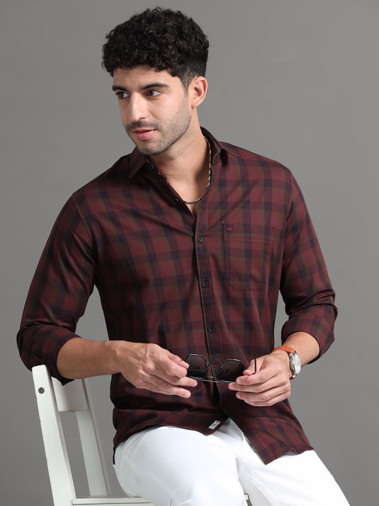 Cocao Brown Checks - Stainproof Shirt