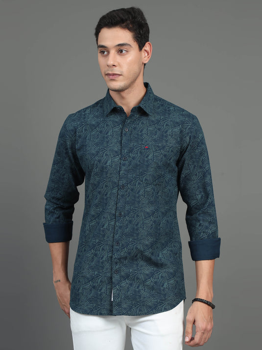 Navy Abstract Print - Stain proof Shirt