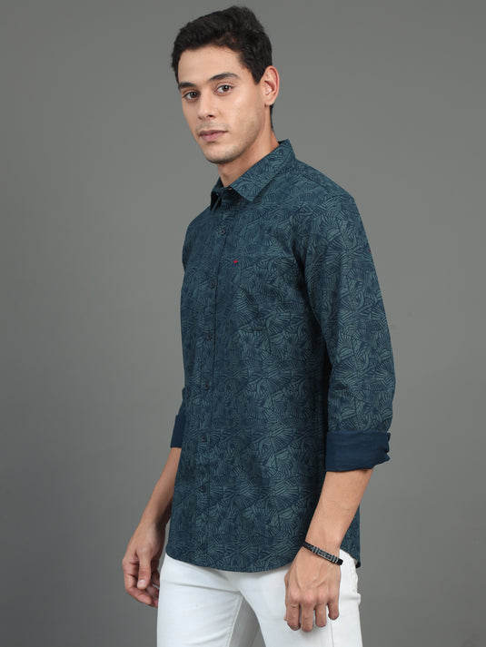 Navy Abstract Print - Stain proof Shirt