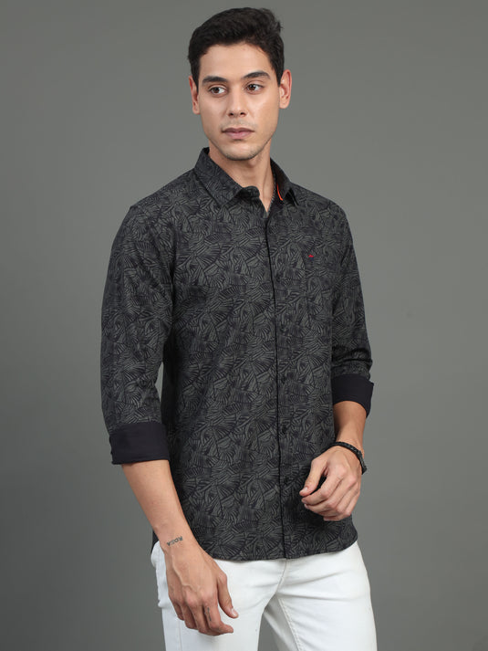 Charcoal Abstract Print - Stainproof Shirt