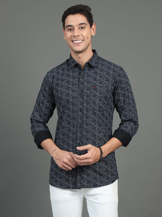Charcoal Floral Print - Stainproof Shirt