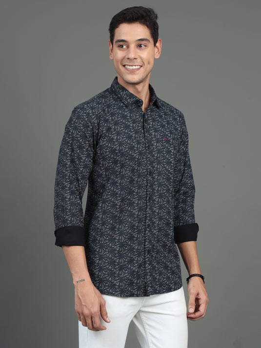 Charcoal Floral Print - Stainproof Shirt