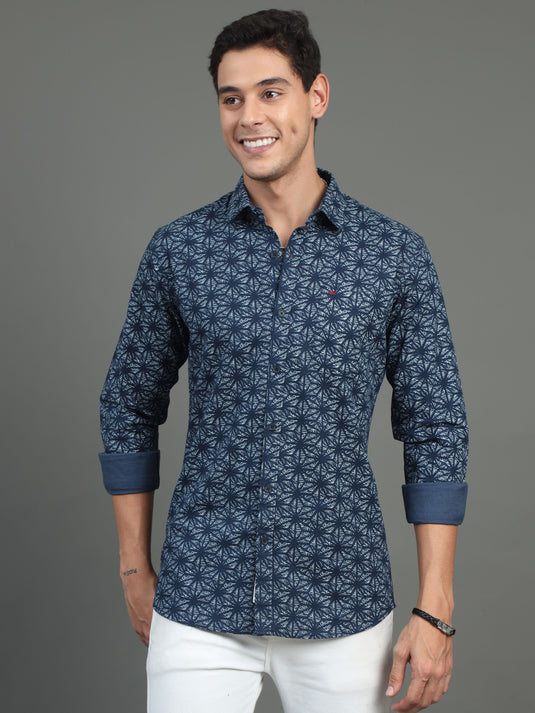 Navy Floral Print - Stain proof Shirt