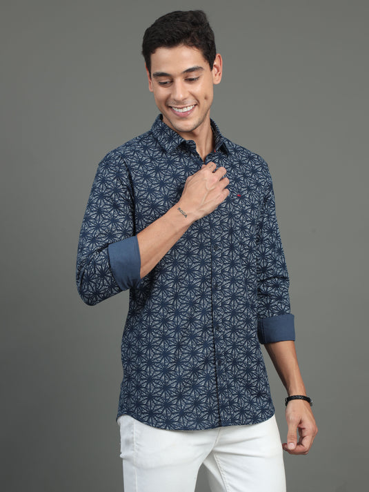 Navy Floral Print - Stain proof Shirt