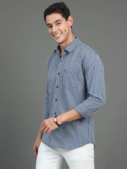 Navy & Grey Stripes - Stain proof Shirt