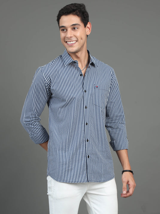 Navy & Grey Stripes - Stain proof Shirt