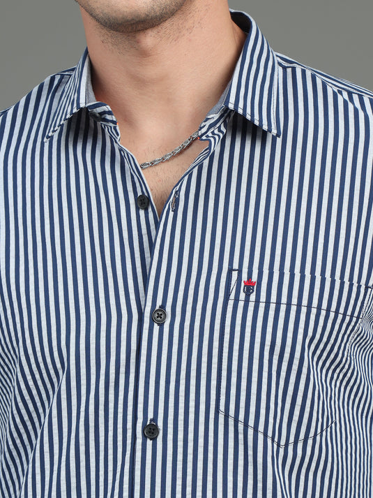 Navy & Grey Stripes - Stain proof Shirt