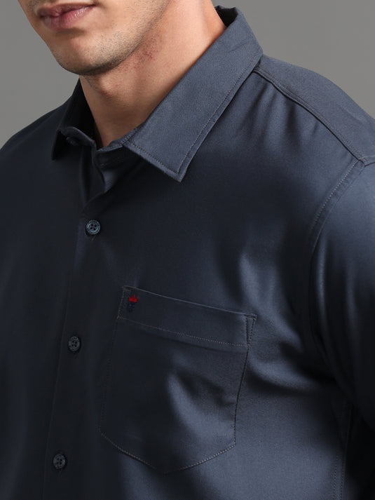 Dark Grey Stretchable & Stain Proof Solid Shirt