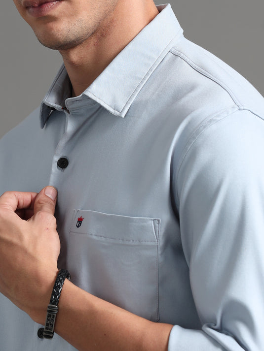 Light Grey Stretchable & Stain Proof Solid Shirt