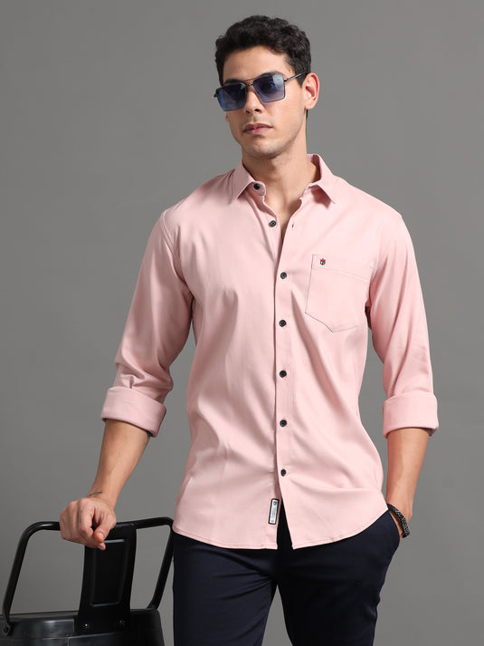 Peach Puff Stretchable &  Stain Proof Solid Shirt