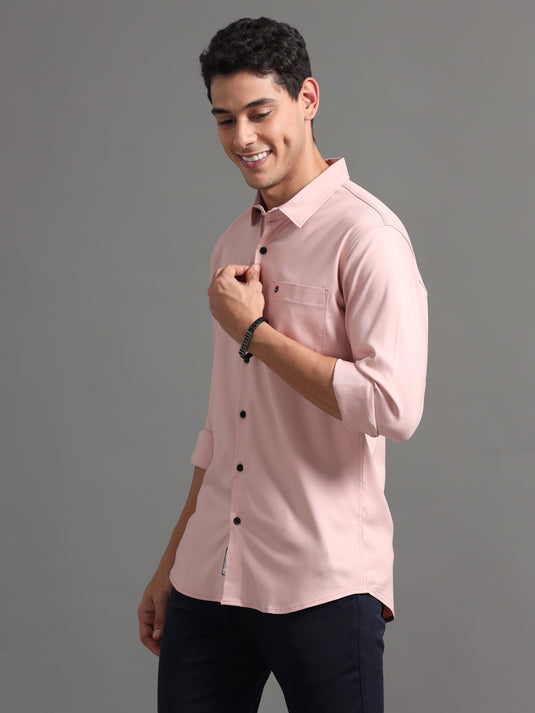 Peach Puff Stretchable &  Stain Proof Solid Shirt